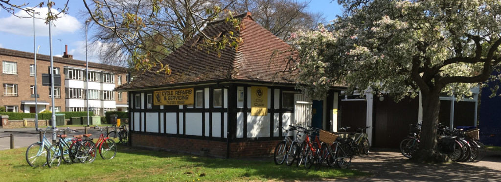 City Cycle Hire bike rentals store on Lammas Land in Cambridge