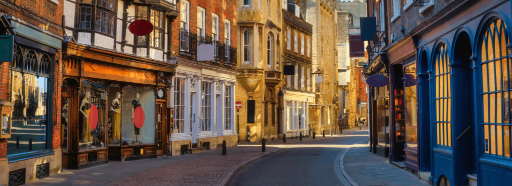 Cambridge Trinity street in the early morning